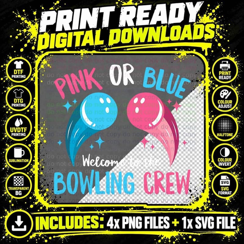 Gender Reveal Bowling Design for a Bowling Lover T-Shirt Png SVG Digital Bundle