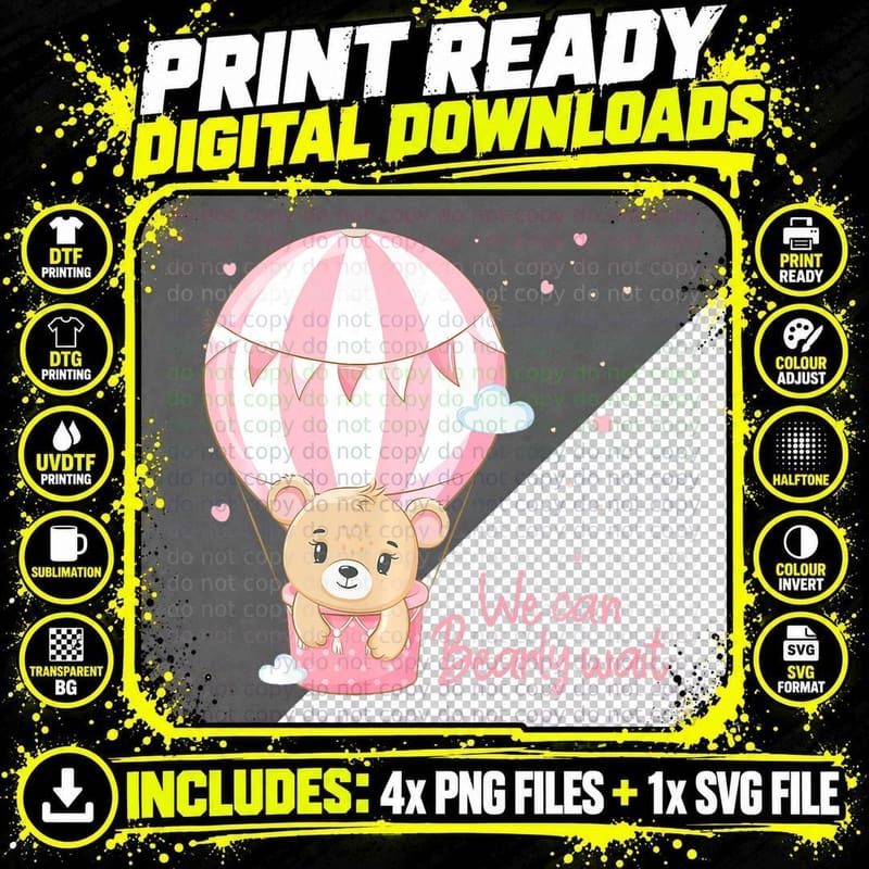 Gender Reveal Girl Baby Shower Decoration We Can Bearly Png SVG Digital Bundle