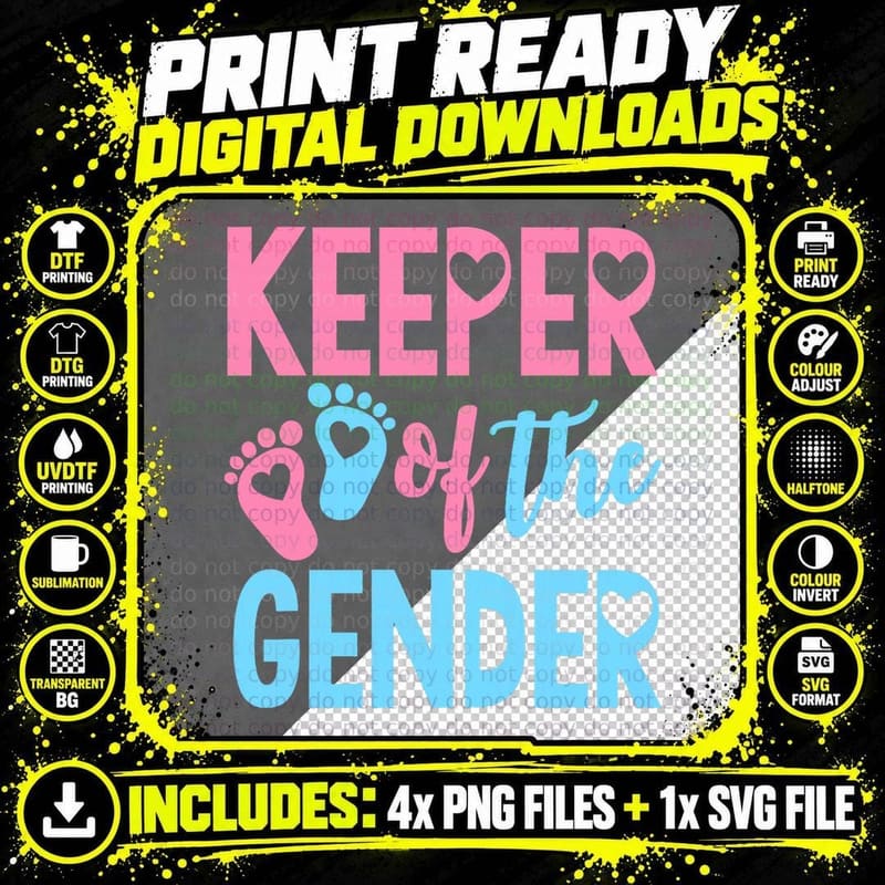 Gender Reveal Keeper of the Gender T Shirt Png SVG Digital Bundle
