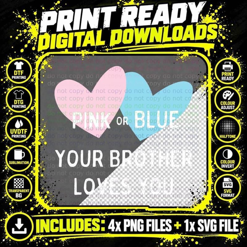 Gender Reveal Pink or Blue T-Shirt, Baby Shower Theme Png SVG Digital Bundle
