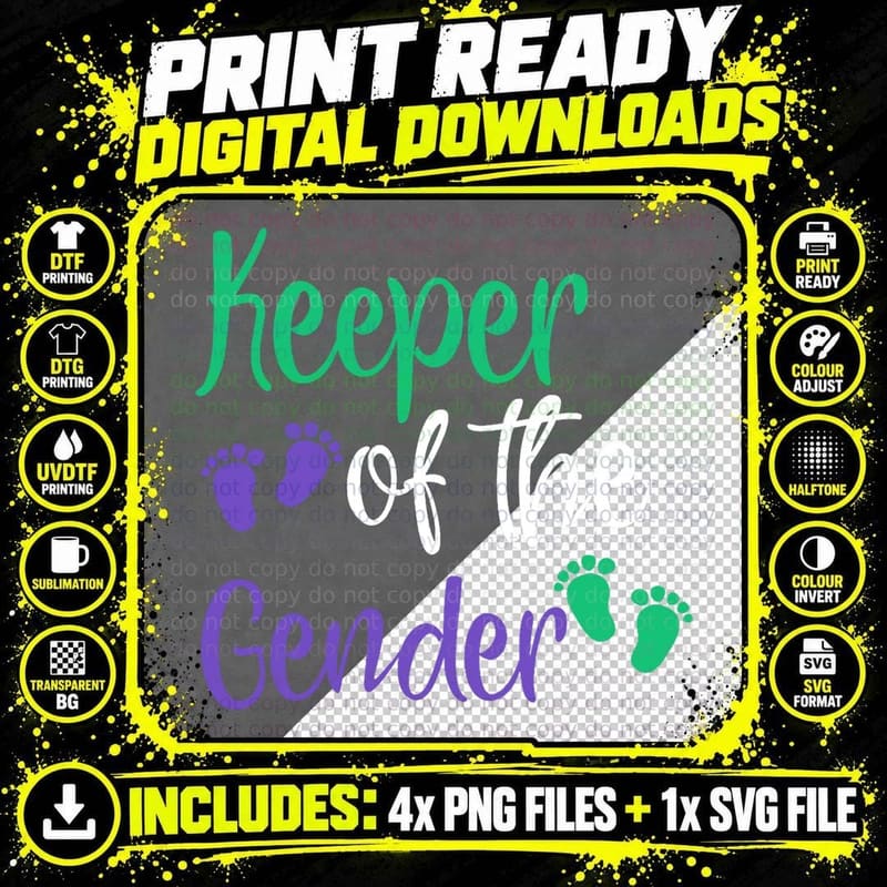 Gender Reveal Purple and Green Keeper of Gender Reveal Png SVG Digital Bundle