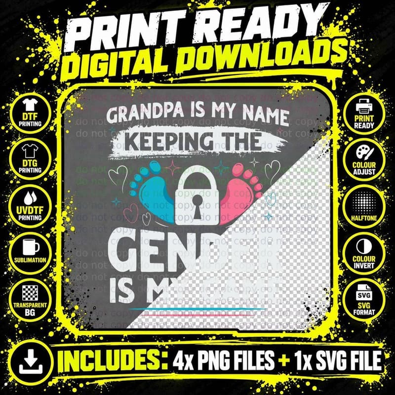 Gender Reveal Quote for a Keeper of the Gender Grandpa Png SVG Digital Bundle