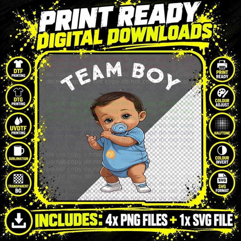 Gender Reveal Team Boy Shirt Baby Shower Boy Png SVG Digital Bundle