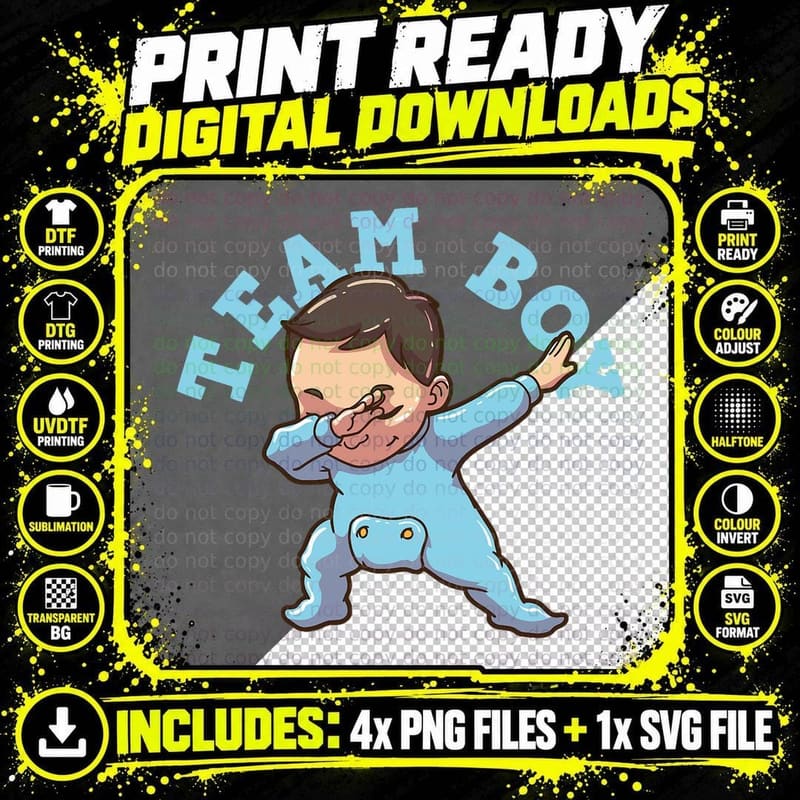 Gender Reveal Team Boy T-Shirt, Gender Reveal Party Png SVG Digital Bundle