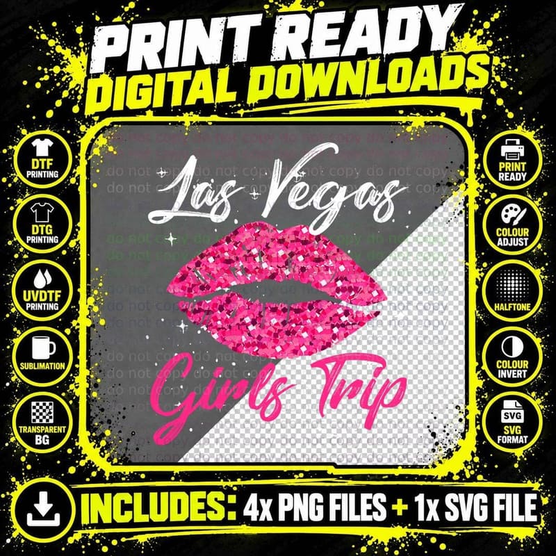 Girls Trip Las Vegas T-Shirt, Glitter Lips Png SVG Digital Bundle