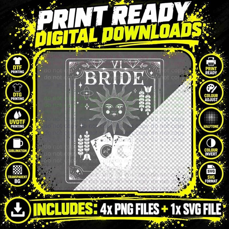 Gothic Witchy Coven, Tarot Celestial Bachelorette Png SVG Digital Bundle