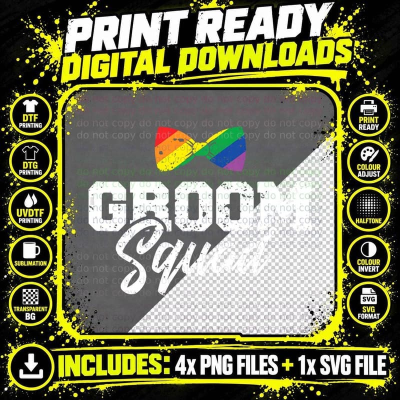 Groom Squad Gay Shirt for Bachelor Party T-Shirt Png SVG Digital Bundle