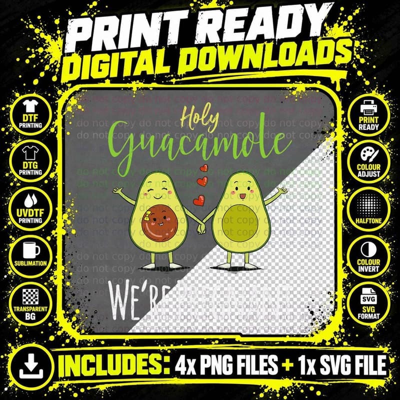 Holy Guacamole We're Pregnant Baby Shower Pregnancy Png SVG Digital Bundle