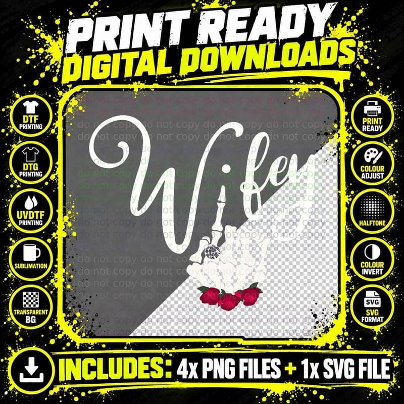 Honeymoon Gothic Bride Goth Wedding Goth Wife Husband Png SVG Digital Bundle