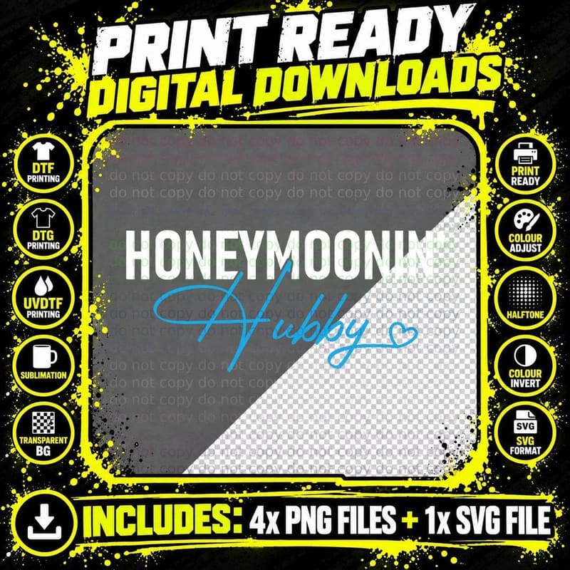 Honeymoonin' Hubby - Matching Couple Honeymoon Love Png SVG Digital Bundle