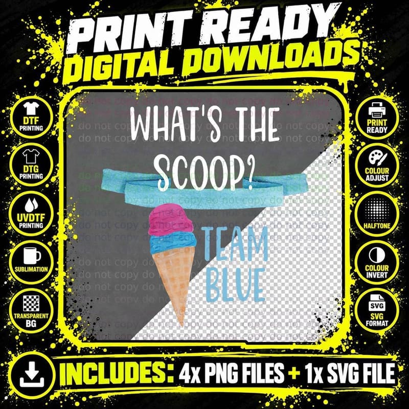 Ice Cream Gender Reveal Matching Team Blue T-Shirt Png SVG Digital Bundle