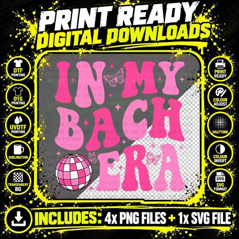 In My Bach Era Bridesmaid Bride Squad Disco Bachelorette Png SVG Digital Bundle
