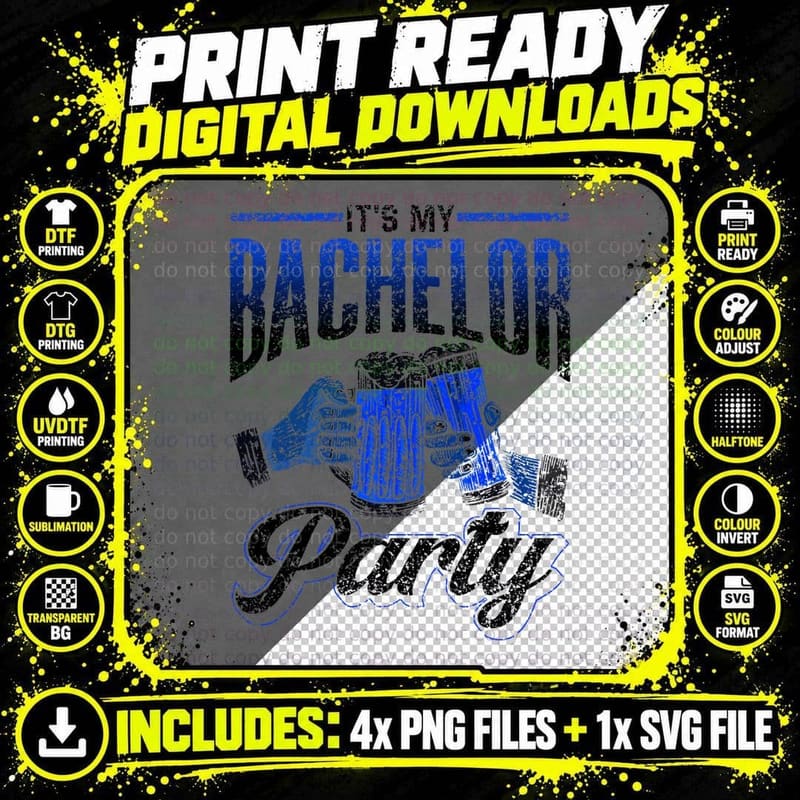 It's My Bachelor Party Bride Groom Team T-Shirt Png SVG Digital Bundle