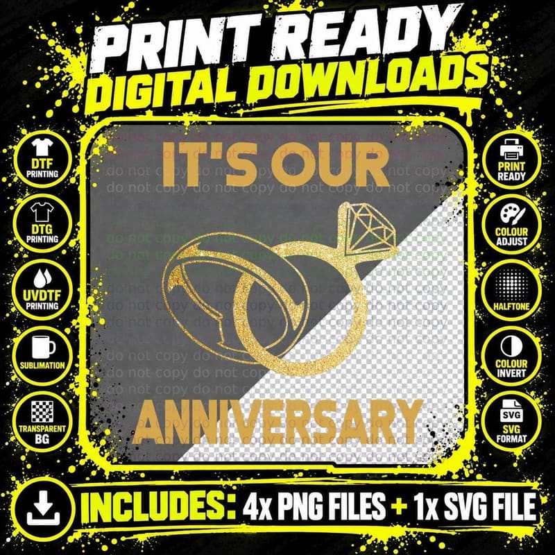 It's Our Anniversary Wedding Love You Wife Husband Png SVG Digital Bundle