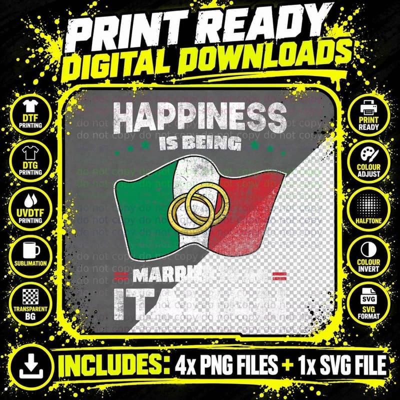 Italy Wedding Italian Marriage Married Heritage T-Shirt Png SVG Digital Bundle
