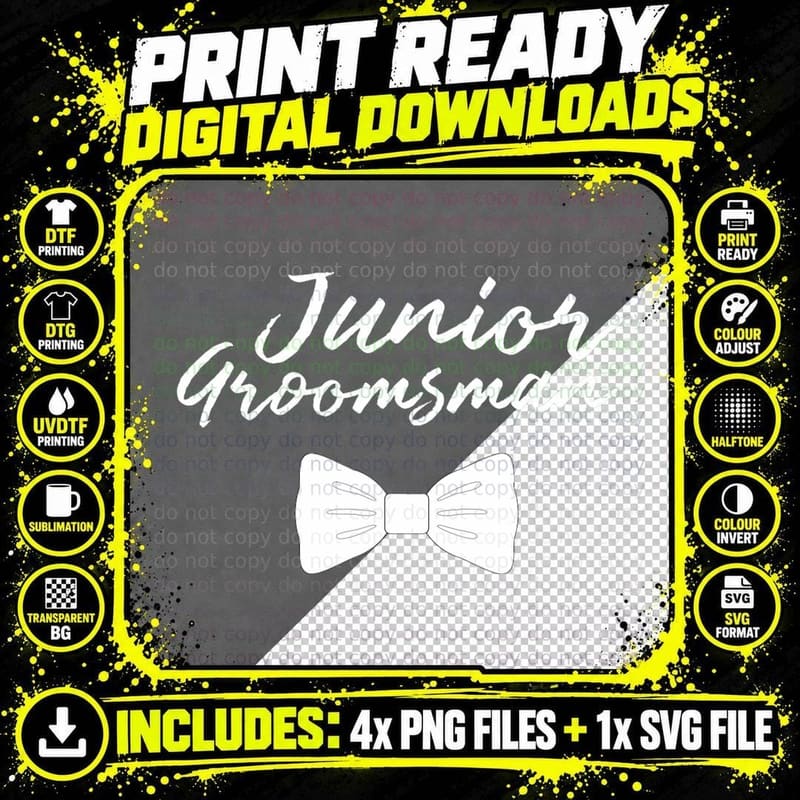 Junior Groomsman Wedding T Shirt for Boys Png SVG Digital Bundle