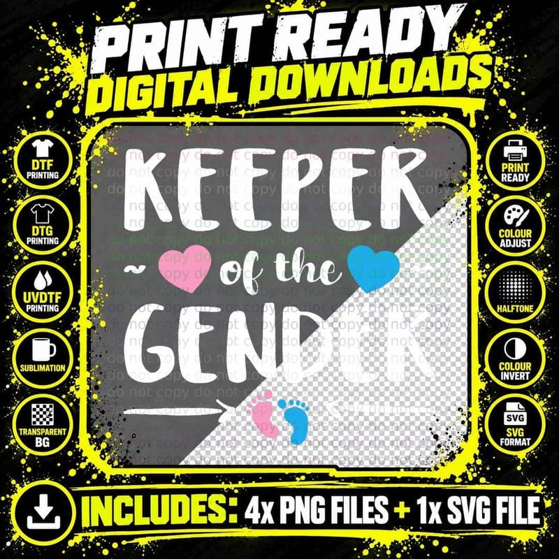 Keeper of Gender Reveal Shirt Gender Reveal Announcement Png SVG Digital Bundle