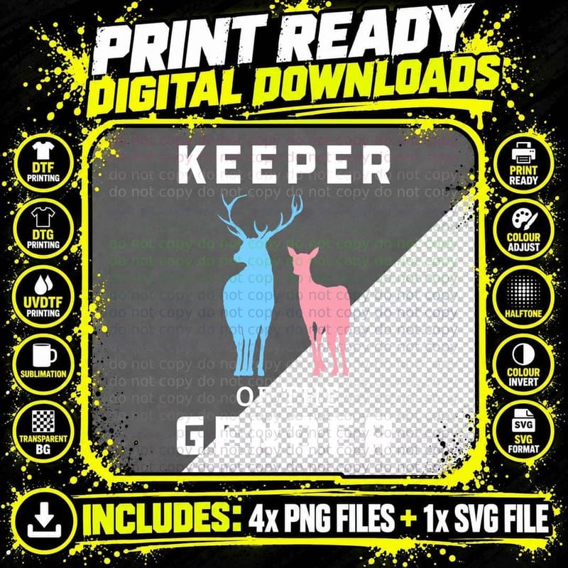 Keeper of the Gender Buck or Doe Gender Reveal T-Shirt Png SVG Digital Bundle
