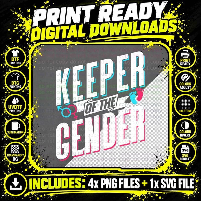Keeper of the Gender Party Gender Reveal Pregnancy Png SVG Digital Bundle