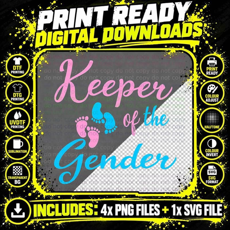 Keeper of the Gender Reveal Announcement Baby Cute Png SVG Digital Bundle