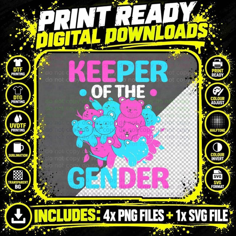 Keeper of the Gender Reveal Party Pregnancy T-Shirt Png SVG Digital Bundle