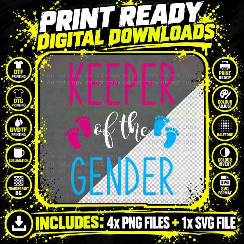 Keeper of the Gender Reveal T-Shirt Png SVG Digital Bundle