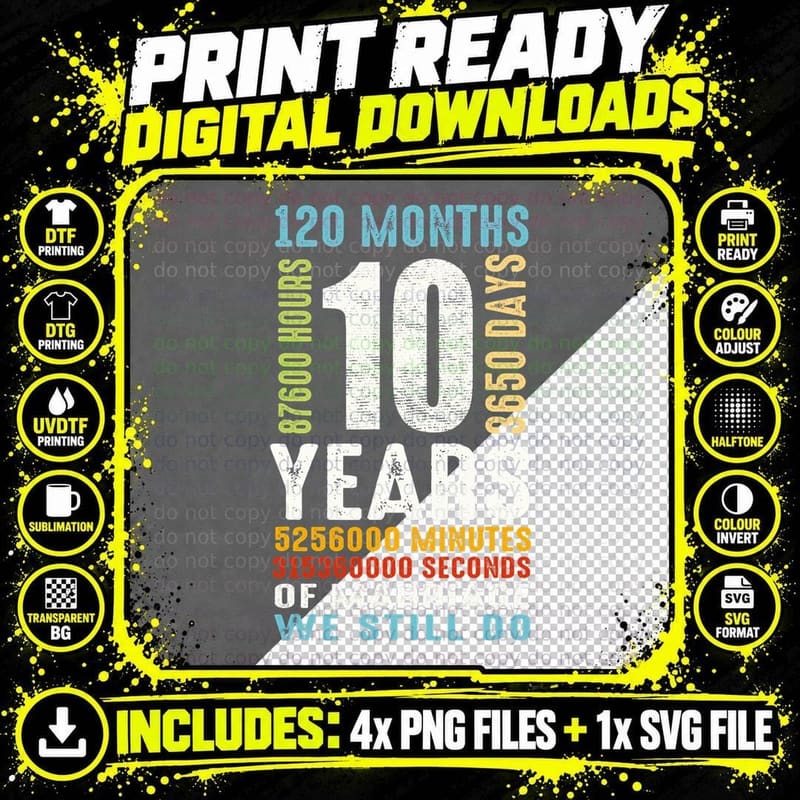 Ki 10 Years Wedding Anniversary Costume Couple Matching Png SVG Digital Bundle