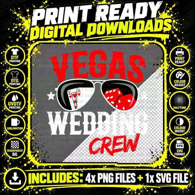 Las Vegas Wedding Party - Married in Vegas - Vegas Png SVG Digital Bundle