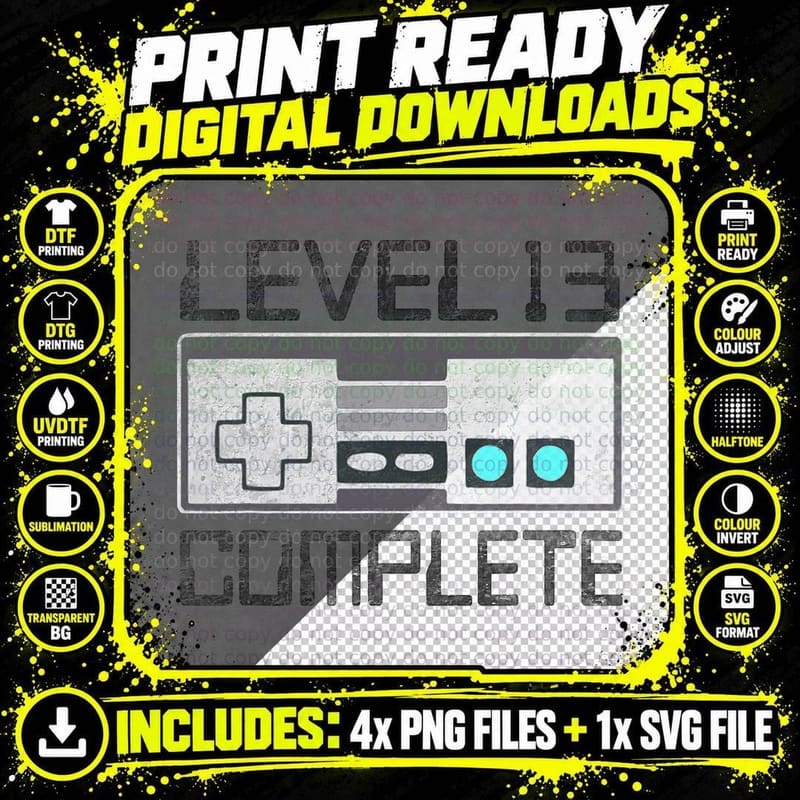 Level 13 Complete 13 Year 13th Wedding Anniversary for Png SVG Digital Bundle