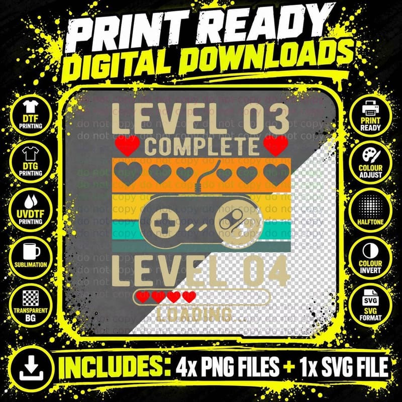 Level 3 Complete 3 Anniversary Fun 3rd Wedding Png SVG Digital Bundle