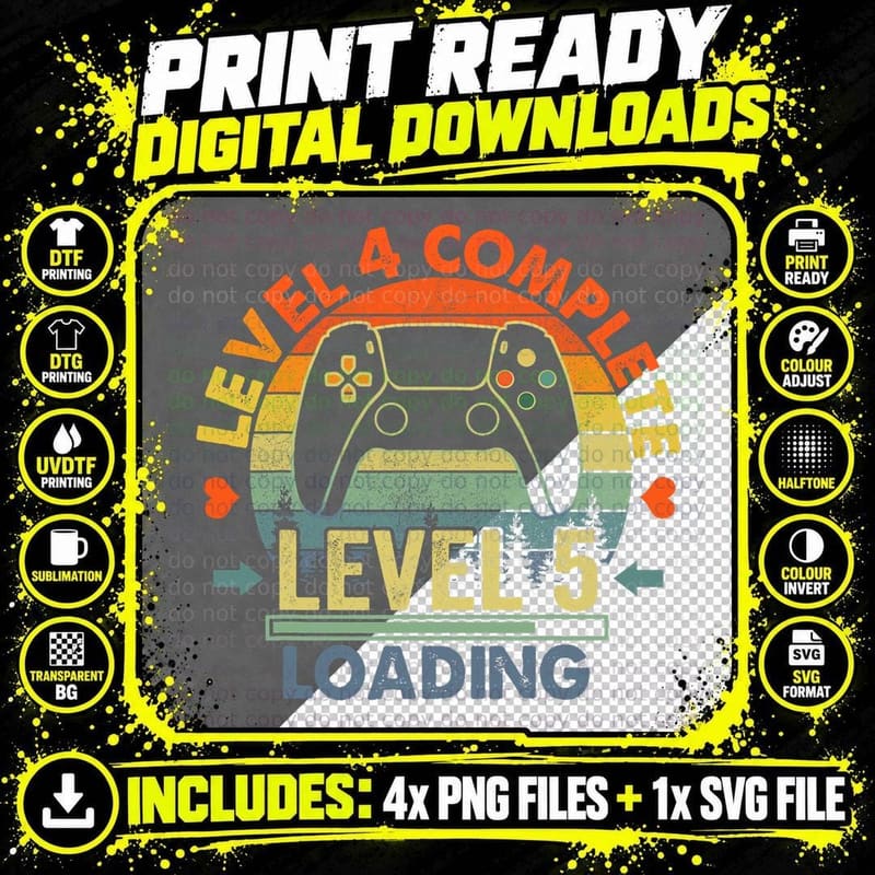 Level 4 Complete 4 Anniversary Gift 4th Wedding Png SVG Digital Bundle