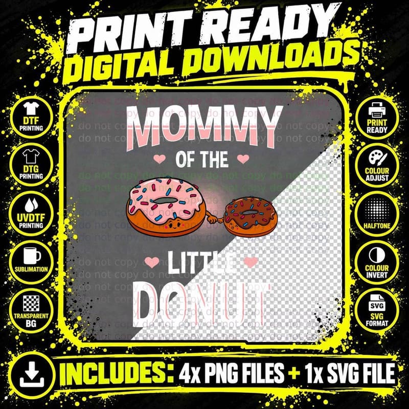 Mommy of the Little Donut Gender Reveal Announcement Png SVG Digital Bundle