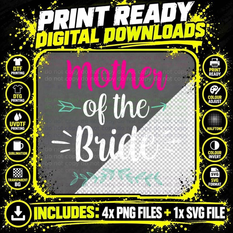 Mother of the Bride Wedding Cute Party Bachelorette Png SVG Digital Bundle