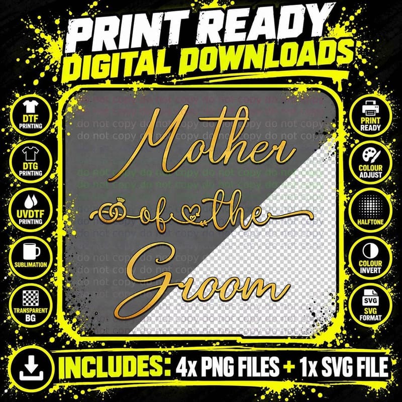 Mother of the Groom Wedding Party Idea for Her T-Shirt Png SVG Digital Bundle