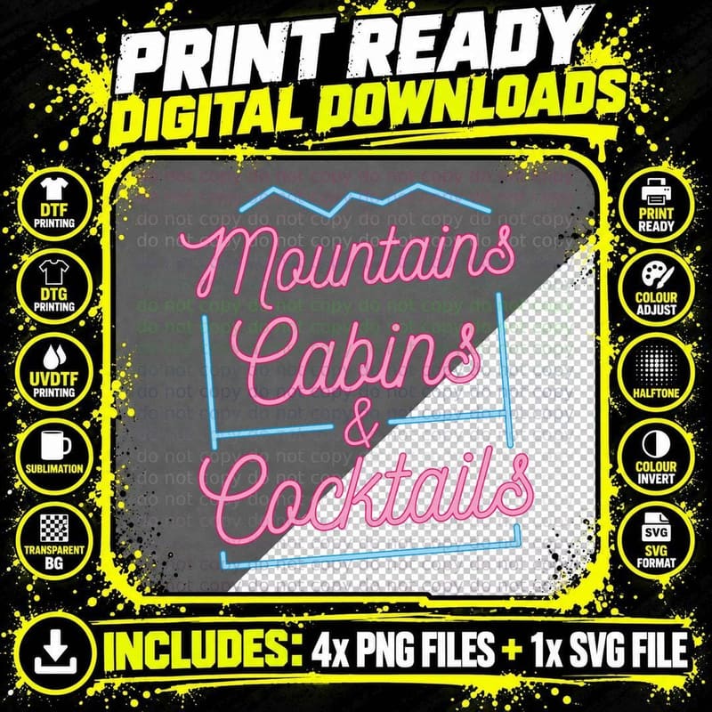 Mountains Cabins Cocktails Bachelorette Girls Trip Png SVG Digital Bundle