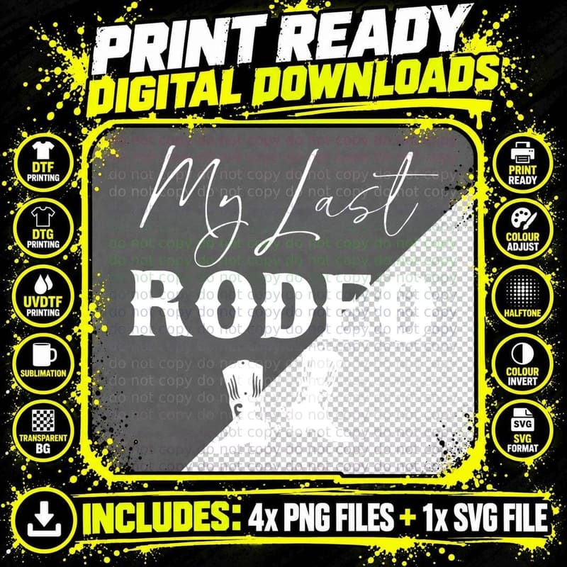 My Last Rodeo Western Cowgirl Boots Bachelorette Bride Png SVG Digital Bundle
