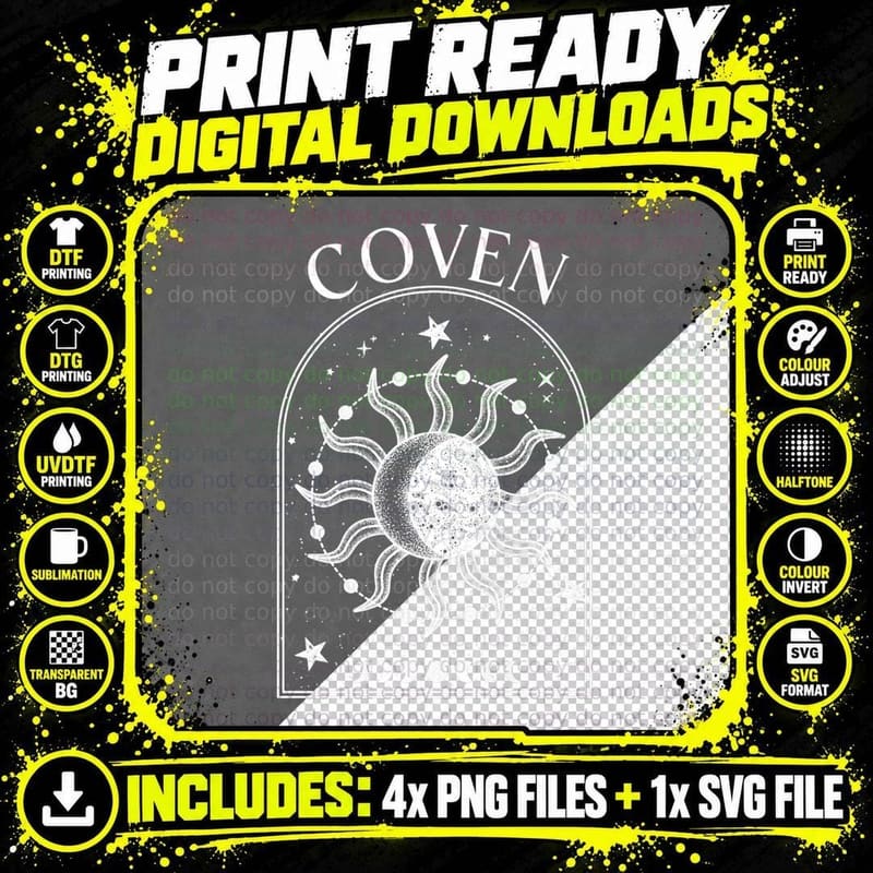 Mystic Tarot Coven Celestial Bachelorette Bride Png SVG Digital Bundle