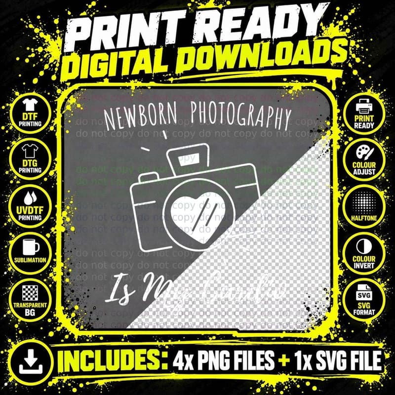 Newborn Photographer Woman Birth Photography Camera Girl Png SVG Digital Bundle