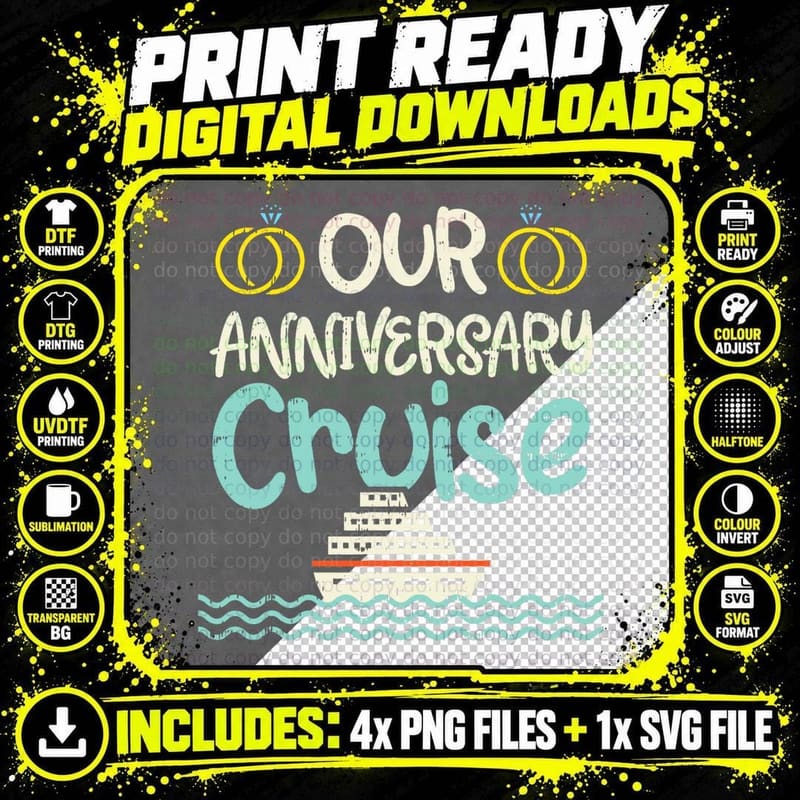 Our Anniversary Cruise Trip Wedding Husband Wife Couple Png SVG Digital Bundle