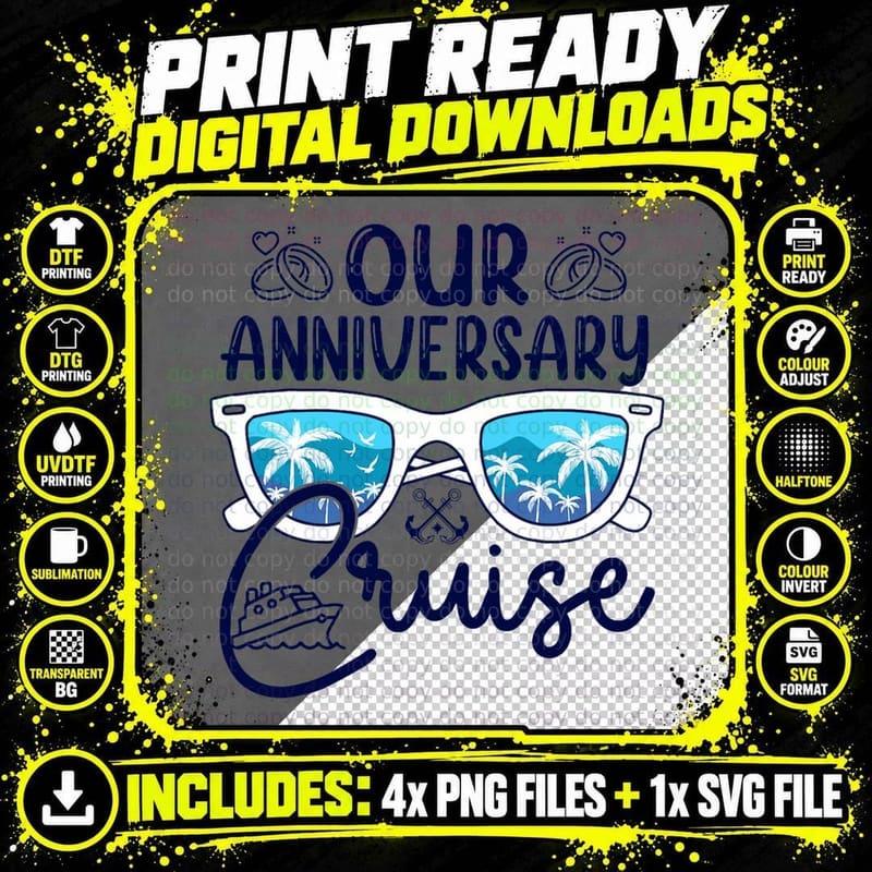 Our Anniversary Cruise Trip Wedding Husband Wife Couple Png SVG Digital Bundle