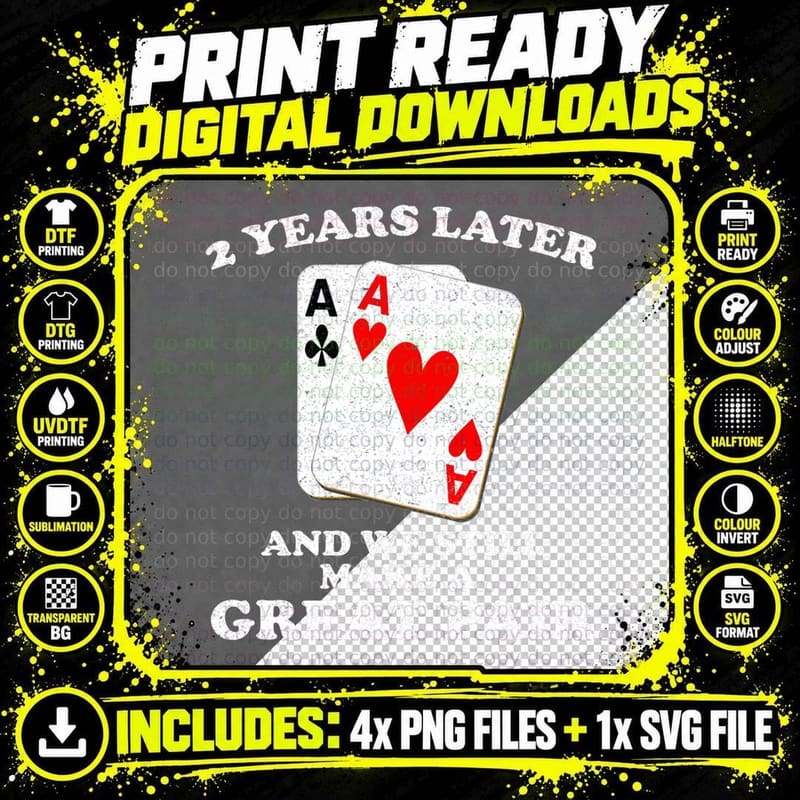 Poker Pair of Aces Great Pair 20th Year Wedding Png SVG Digital Bundle