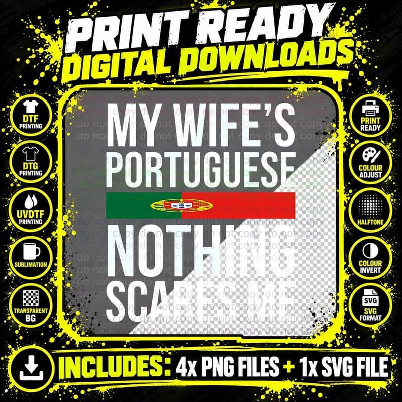 Portuguese Wife Portugal Husband Anniversary Wedding Png SVG Digital Bundle