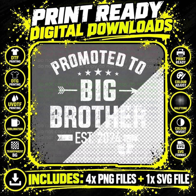 Promoted to Big Brother T-Shirt, Pregnancy Announcement Png SVG Digital Bundle