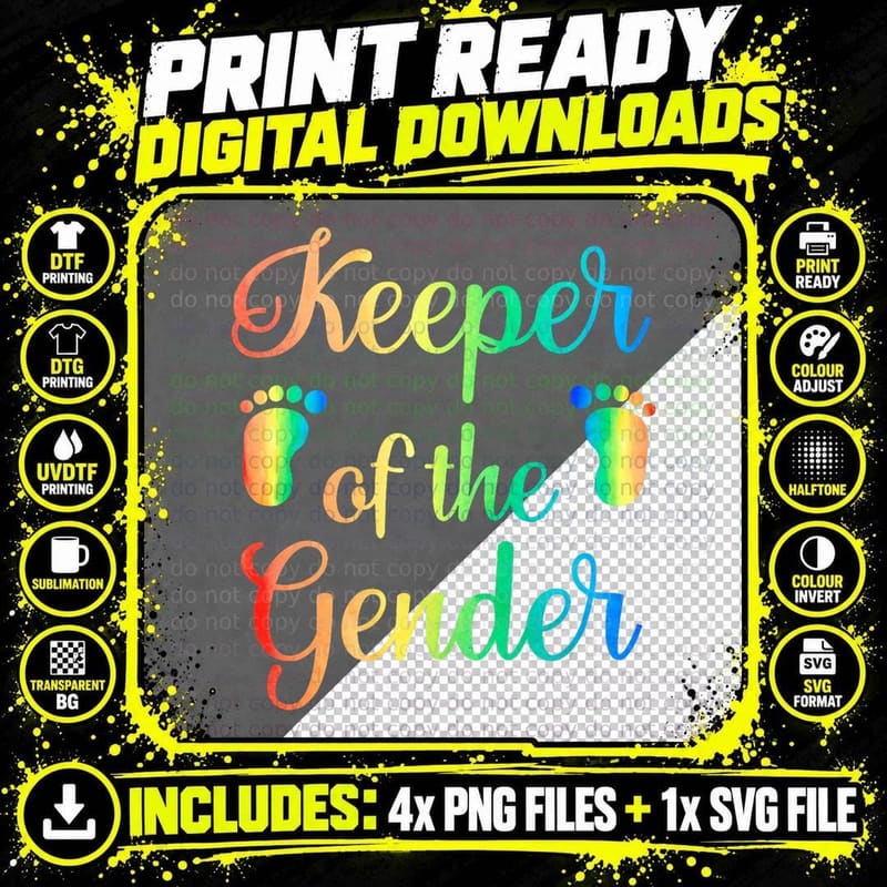 Rainbow Keeper of the Gender - Gender Reveal Party Idea Png SVG Digital Bundle