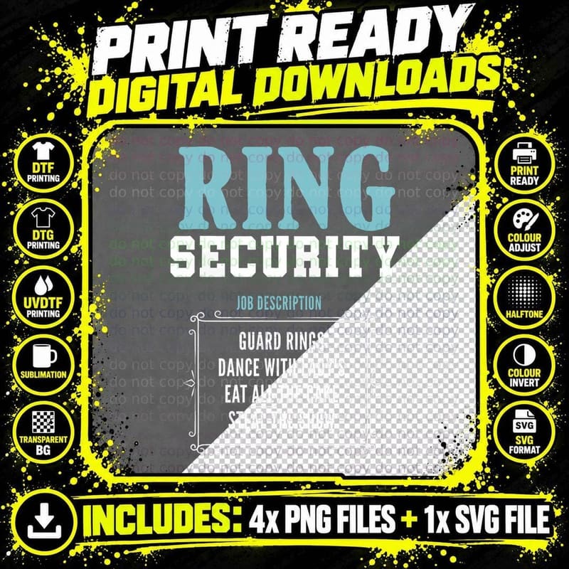Ring Security Cute Wedding Ring Bearer Yup I'm the Ring Png SVG Digital Bundle