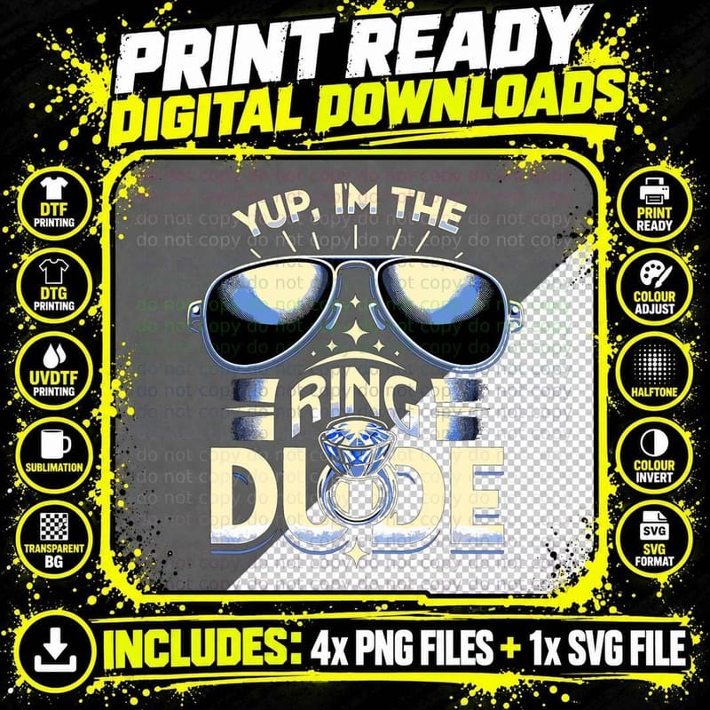 Ringbearer Yup I'm the Ring Dude Wedding Security T-Shirt Png SVG Digital Bundle