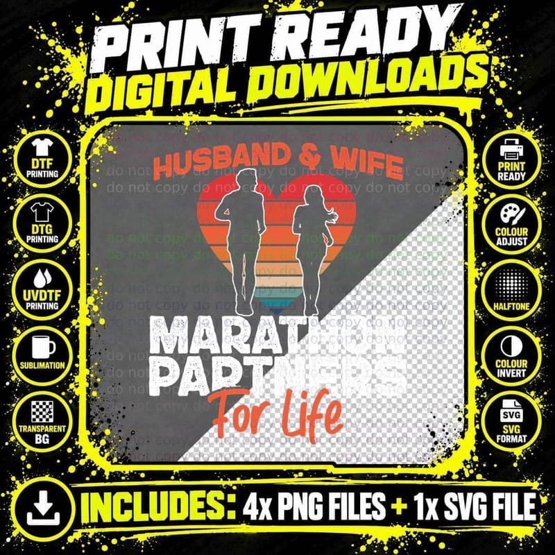 Running Runner Half Marathon Wedding Marriage Husband Png SVG Digital Bundle