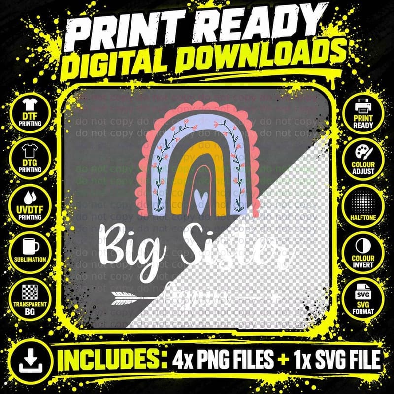 Soon to Be Big Sister Again Rainbow Graphic Pregnancy Png SVG Digital Bundle