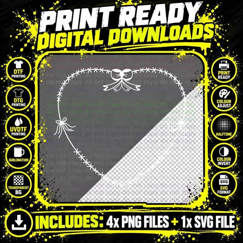 Stitched Heart Frame with Bows Wedding T-Shirt Png SVG Digital Bundle