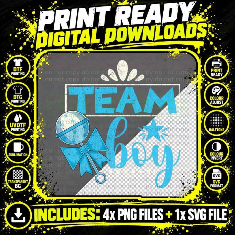 Team Boy Gender Reveal Party Baby Party Gender Reveal Png SVG Digital Bundle